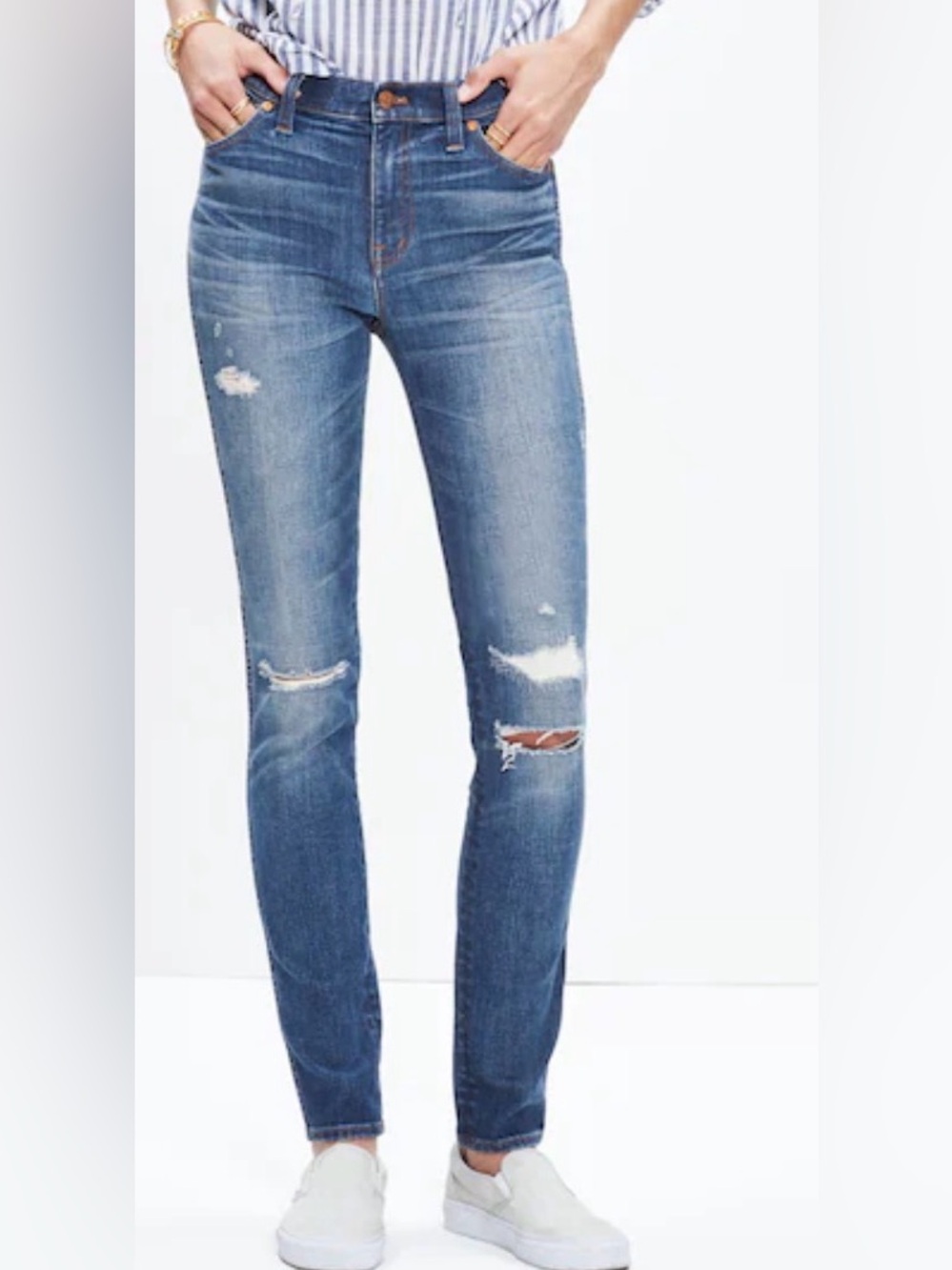Madewell Women's Distressed Skinny Jeans - Blue